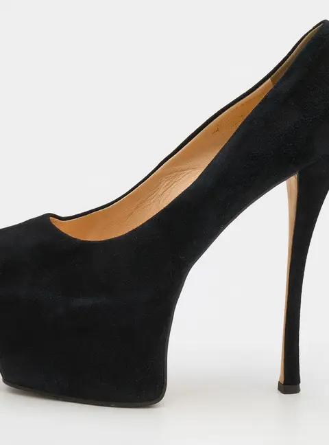 Giuseppe Zanotti Black Suede Square Toe Platform Pumps Size 40