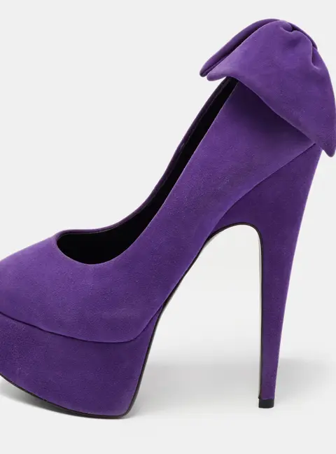 Giuseppe Zanotti Purple Suede Debra Bow Platform Pumps Size 36.5