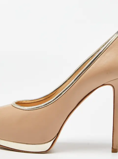 Giuseppe Zanotti Beige Leather Platform Round Toe Pumps Size 36