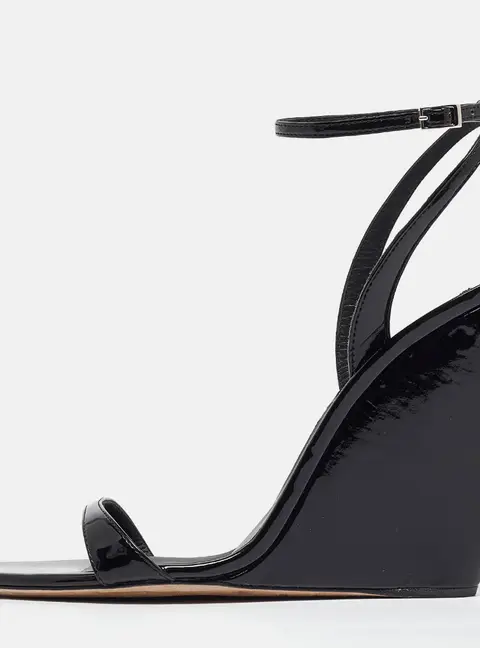Giuseppe Zanotti Black Patent Leather Ginnyfer Wedge Sandals Size 40