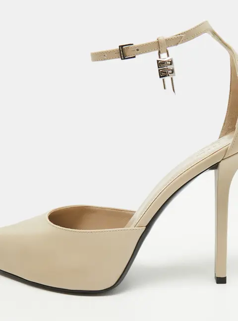 Givenchy Size 40 Beige Leather G Lock Ankle Strap Pumps