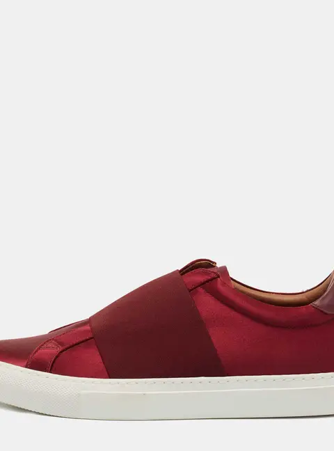 Givenchy Burgundy Satin and Elastic Band Slip On Sneakers Size 40