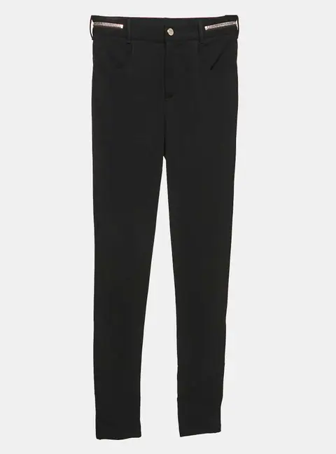 Givenchy Black Stretch Knit Zip Detail Leggings M