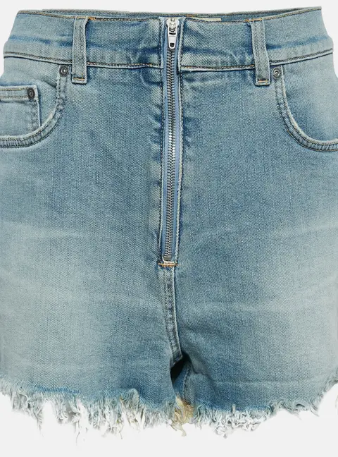 Givenchy Blue Washed Denim Raw Edge Detail Shorts L