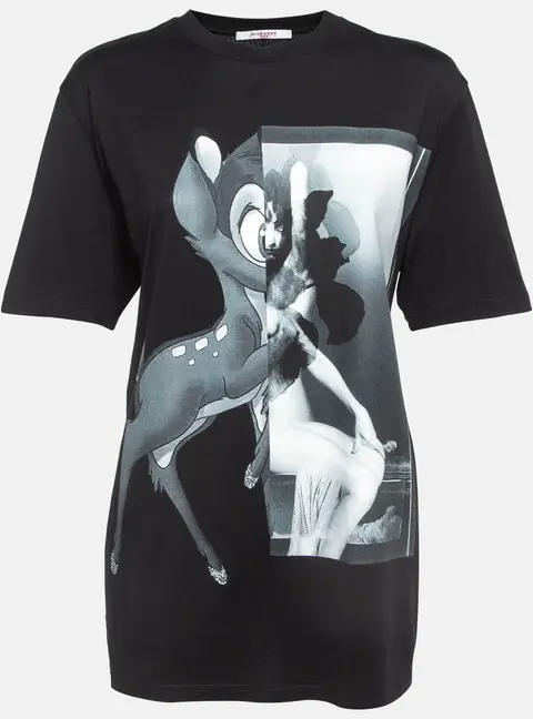 Givenchy Black Bambi Print Cotton Oversized T-Shirt S