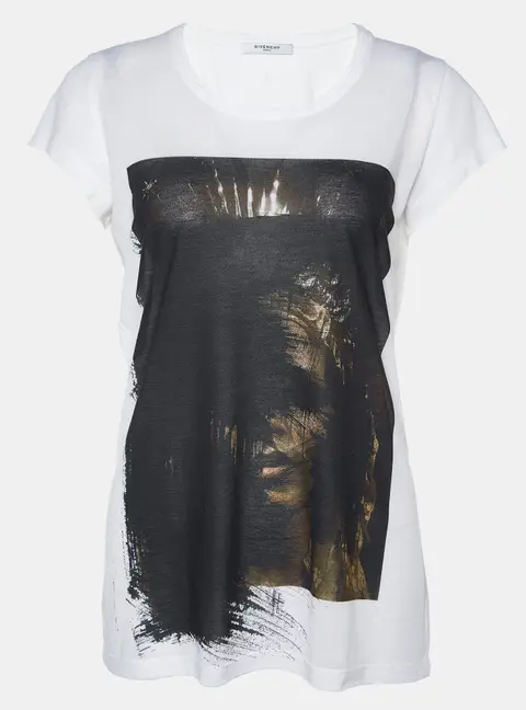 Givenchy White Printed Cotton Knit Round Neck T-Shirt L