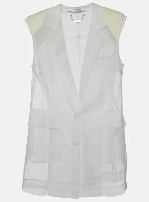 Givenchy White Mesh Sleeveless Jacket S