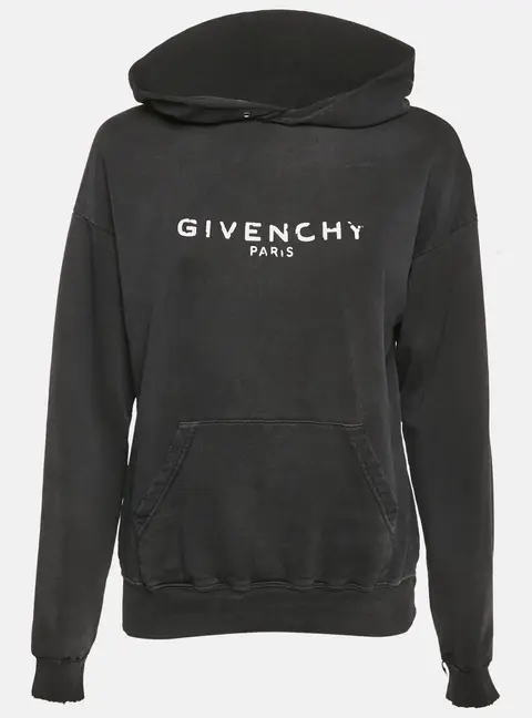 Givenchy Faded Grey Cotton Distressed Hoodie  M