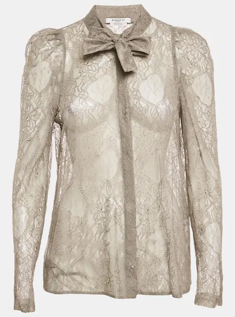 Givenchy Grey Floral Lace Sheer Shirt M