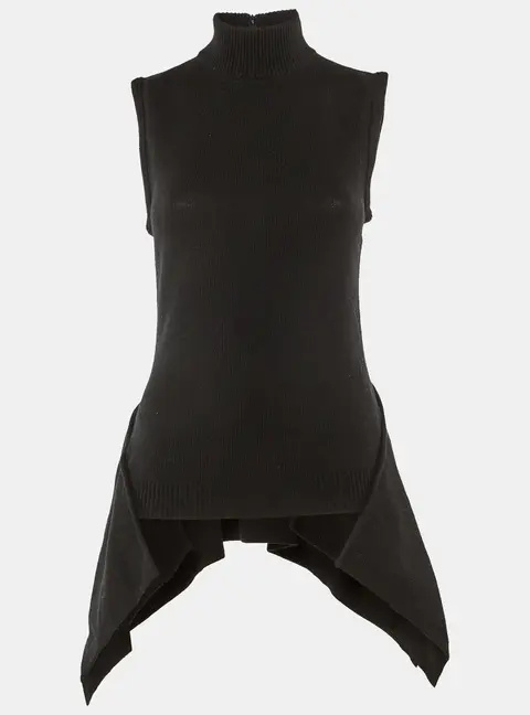 Givenchy Black Wool Knit Asymmetric Hem Sweater M