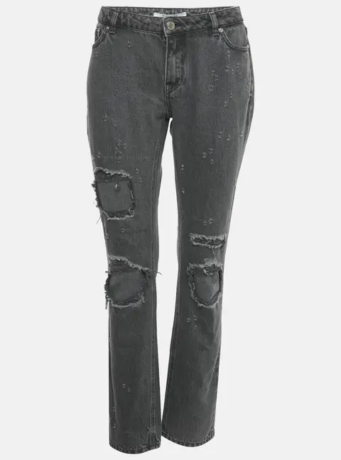 Givenchy Grey Distressed Denim Straight Leg Jeans L Waist 32"