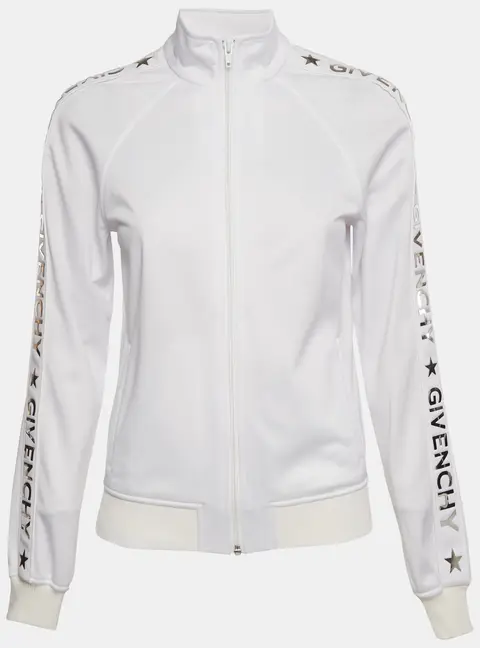 Givenchy White Logo Detail Jersey Zip-Up Jacket S