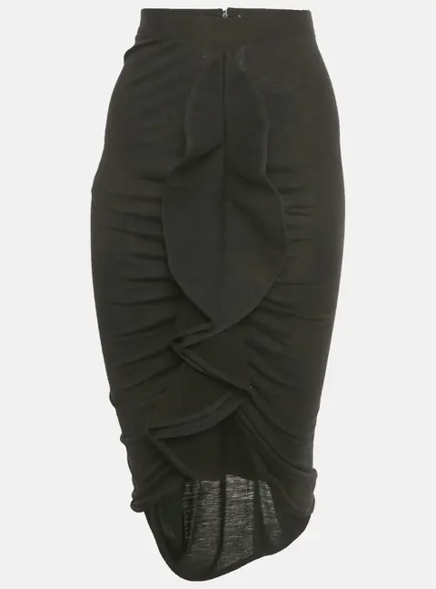 Givenchy Black Knit Ruffled Midi Skirt S