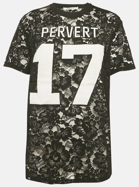 Givenchy Black Sheer Lace Jersey T-Shirt M