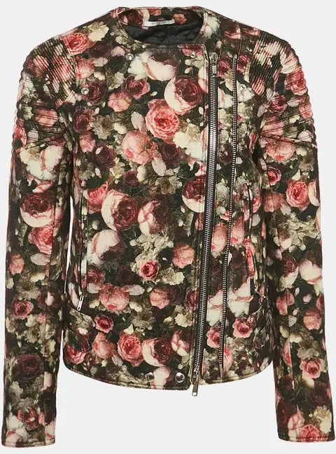 Givenchy Black Floral Print Felt Zip-Up Jacket M