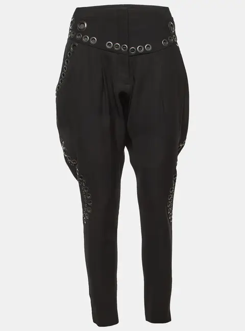 Givenchy Black Crepe Eyelet Detail Trousers M