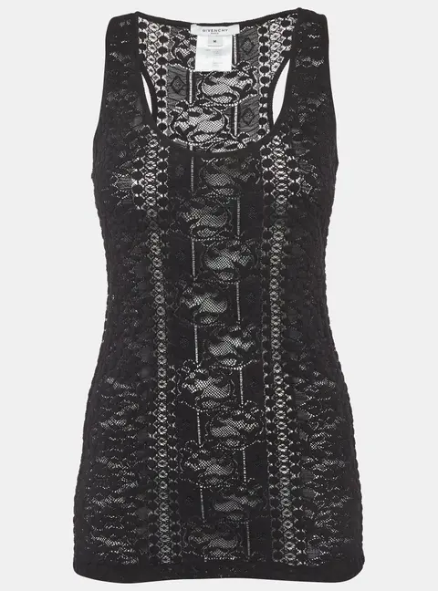 Givenchy Black Stretch Lace Sheer Tank Top M