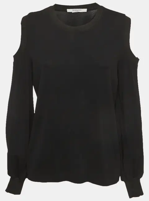 Givenchy Black Jersey Cold Shoulder Top L