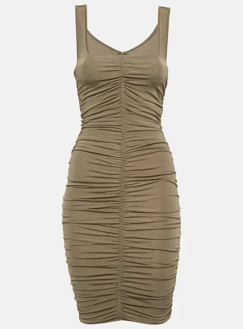 Givenchy Beige Jersey Ruched Bodycon Mini Dress S