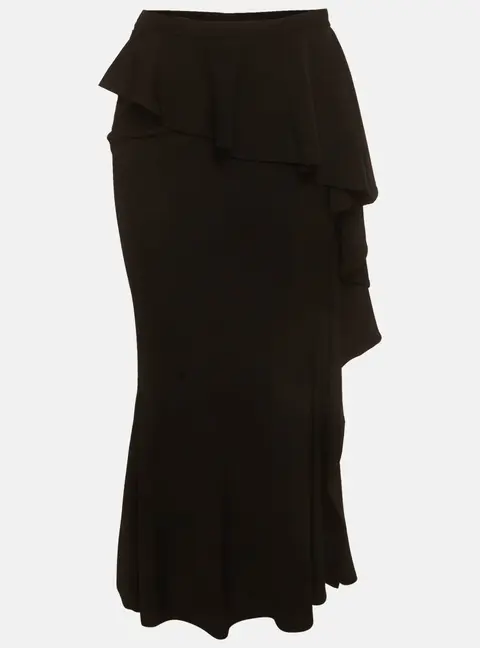 Givenchy Black Crepe Ruffle Overlay Maxi Skirt M