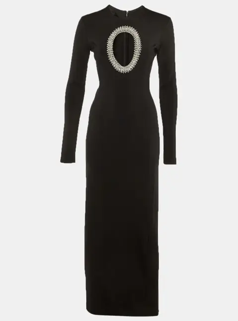 Givenchy Black Jersey Cut-Out Embellished Gown S