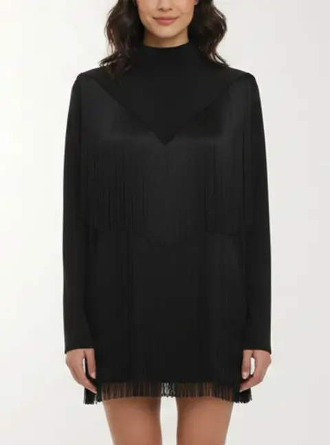 Givenchy Black Crepe Fringes Top M
