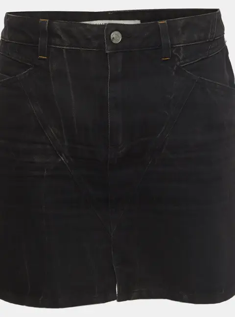 Givenchy Black Denim Marble Washed Mini Skirt S