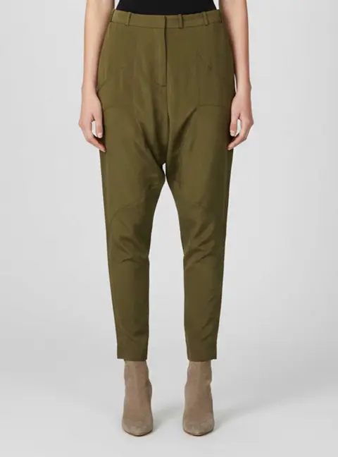 Givenchy Olive Green Silk Harem Pants M