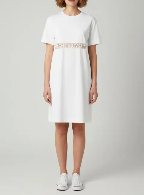 Givenchy White Cotton Short Sleeve T-Shirt Dress L