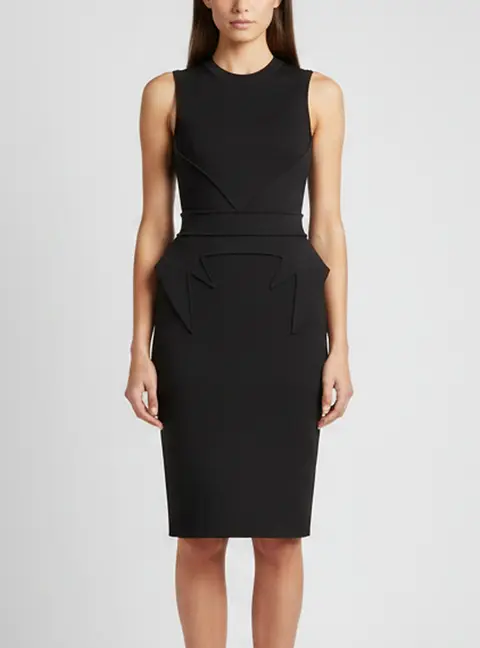 Givenchy Black Jersey Paneled Knee Length Dress XS