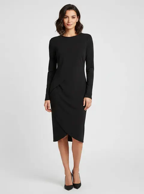 Givenchy Black Draped Crepe Asymmetric Mini Dress M