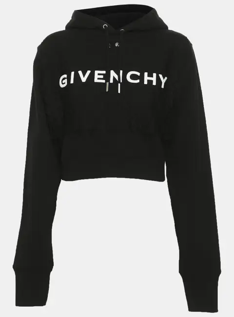 Givenchy Black Cotton Archetype Logo Drawstring Hoodie XS