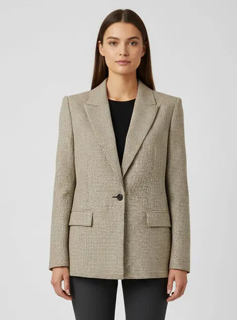 Givenchy Beige Checked Wool Single Breasted Blazer M