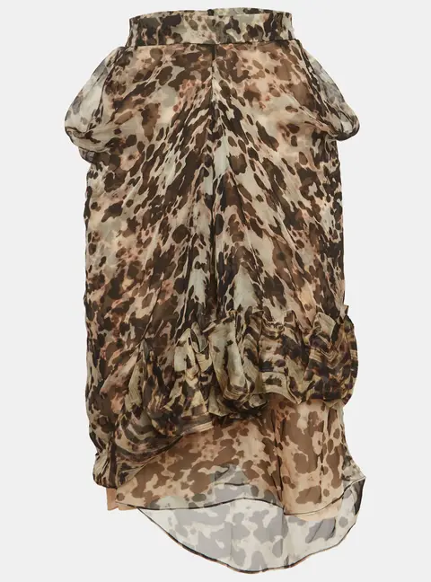 Givenchy Multicolour Abstract Print Chiffon Draped Mini Skirt M