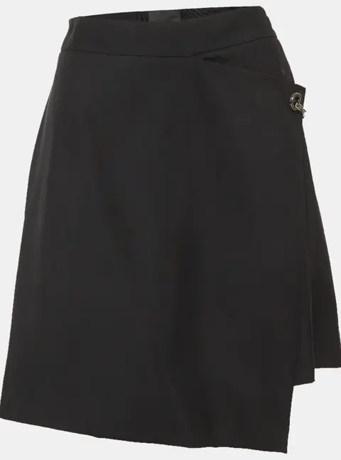Givenchy Black Wool Chain Detail Mini Skirt L