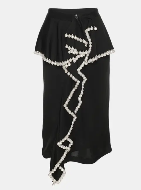 Givenchy Black Jersey Faux Pearl Embellished 2017 Resort Collection Midi Skirt M