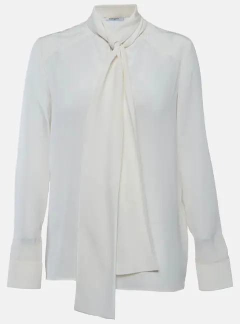 Givenchy Cream Silk Tie-Up Blouse M