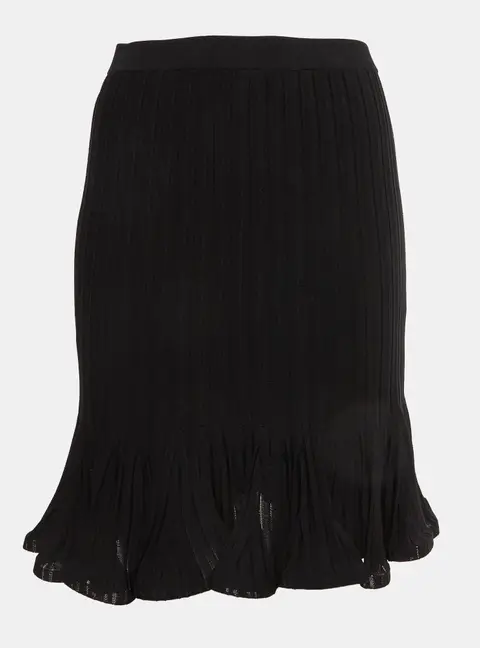 Givenchy Black Stretch Knit Pleated Mini Skirt S