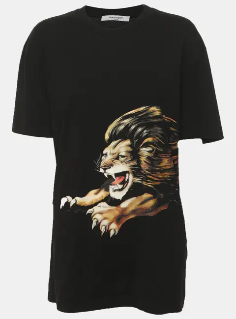 Givenchy Black Cotton Lion Graphic T-Shirt S