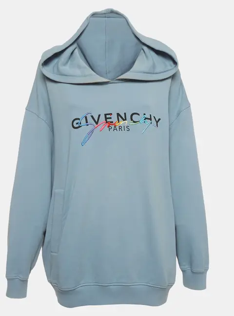 Givenchy Blue Jersey Long Sleeve Hoodie XS
