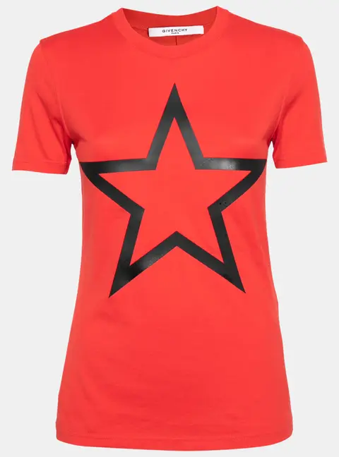 Givenchy Red Cotton Star Appliqued Short Sleeve T-Shirt S