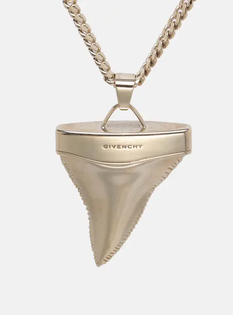 Givenchy Gold Tone Metal Shark Tooth Pendant Necklace