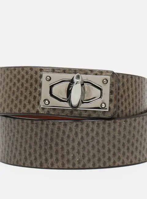 Givenchy Shark Tooth Gunmetal Tone and Karung Leather Wrap Bracelet