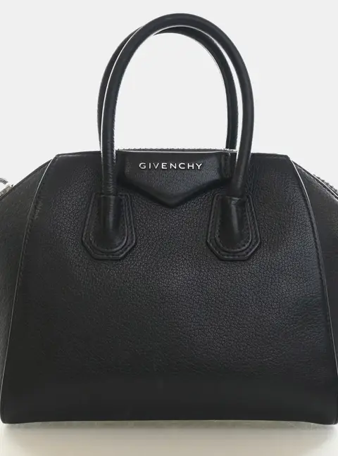 Givenchy Antigona Mini Black Sugar Goatskin Leather Top Handle Bag