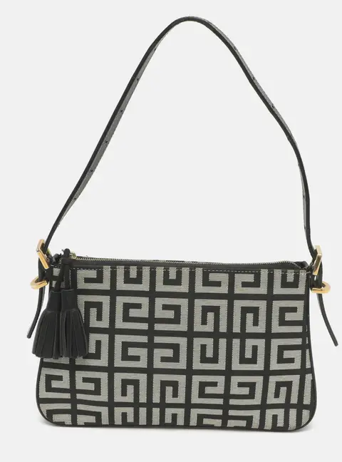 Givenchy Grey/Black Monogram Canvas and Leather Shoulder Bag