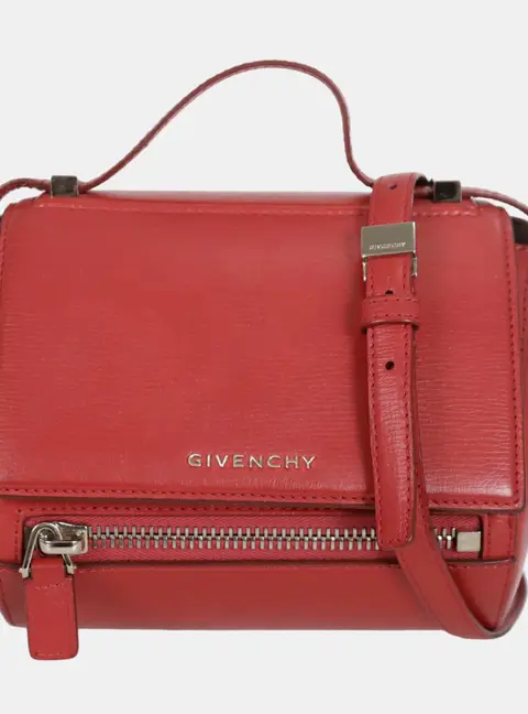 Givenchy Mini Pandora Red Grained Leather Crossbody Bag