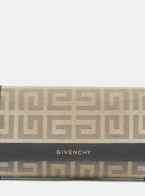 Givenchy Beige/Grey Monogram Canvas and Leather Continental Wallet
