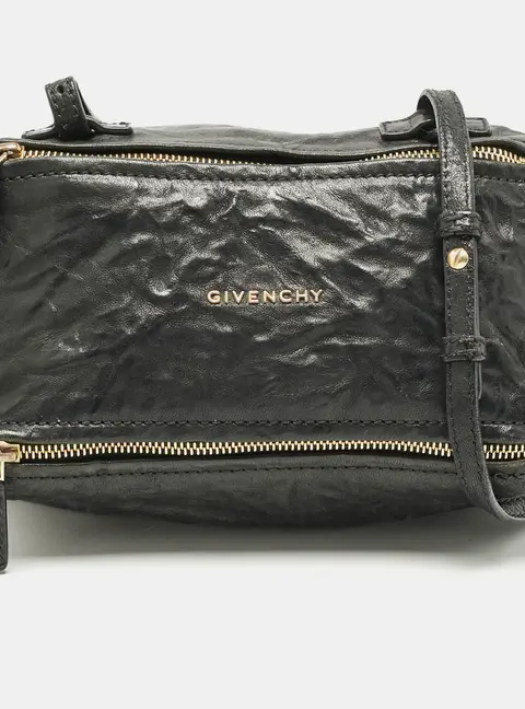 Givenchy Black Distressed Leather Mini Pandora Sugar Crossbody Bag