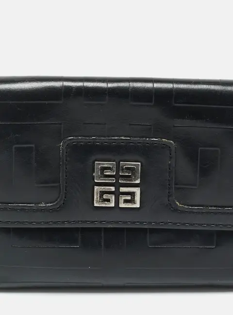 Givenchy Black Monogram Leather Compact Wallet