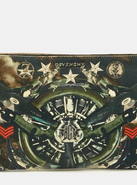 Givenchy Fighter Plane and Stars-Print Canvas Clutch